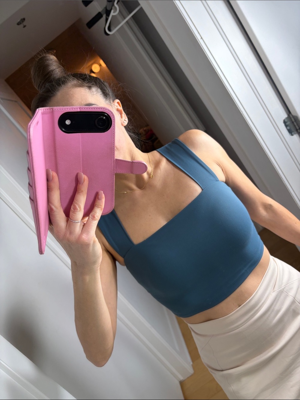 Dynamite Teal Square-Neck Crop Tank